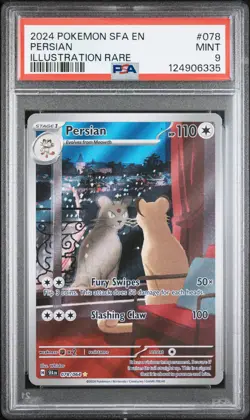 2024 POKEMON SFA EN-SHROUDED FABLE ILLUSTRATION RARE #078 PERSIAN PSA 9 - Image 1