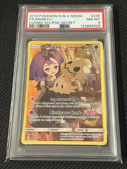 2019 Pokemon Sun & Moon Mimikyu #245 Full Art Secret Cosmic Eclipse PSA 8 - Image 1