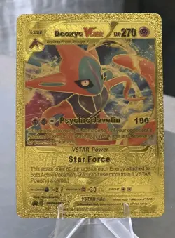 Pokemon Deoxys VSTAR 270hp Gold Foil Fan Art Collector Card TCG - Image 1