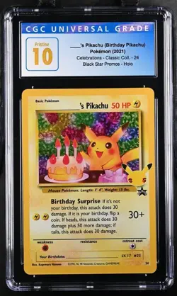 CGC Pristine 10 Birthday Pikachu 24 Holo Celebrations Pokemon Card - Image 1
