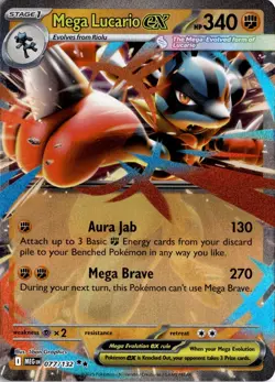 Mega Lucario EX 077/132 Mega Evolutions Pokemon Trading Card TCG - Image 3