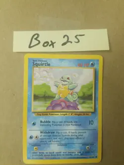 Squirtle Common 63/102 - BASE SET - VINTAGE WOTC Pokemon Card - UNLIMITED - MP - Image 1