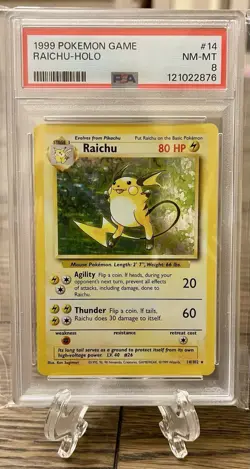 Pokemon TCG Raichu Base Set Holo Unlimited Rare Card 14/102 - Image 1
