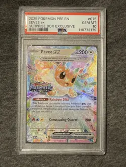 Pokemon Prismatic Evolutions Eevee EX 2025 Surprise Box Exclusive PSA 10 - Image 1