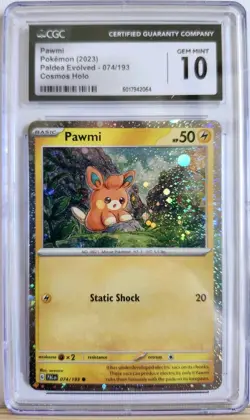 POKEMON CGC 10 GEM MINT PAWMI COSMOS HOLO 074/193 PALDEA EVOLVED - Image 1