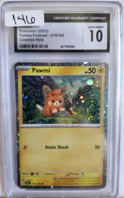 POKEMON CGC 10 GEM MINT PAWMI COSMOS HOLO 074/193 PALDEA EVOLVED - Image 3