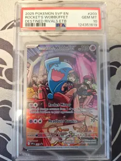 2025 POKEMON SVP EN-SV BLACK STAR PROMO #203 TEAM ROCKET'S WOBBUFFET PSA 10 - Image 1