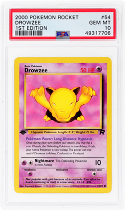 2000 Pokemon Team Rocket Drowzee 1st Edition #54 PSA 10 - Image 1