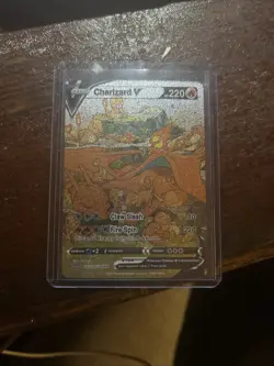 Sleeping Charizard V Fan Full Art Pokemon Custom Holo Foil Card With Texture - Image 1