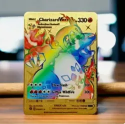 Charizard VMAX Rainbow Gold Metal Card Collectible Gift/Display - Image 1