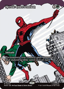 Heroic Intervention 0034 ~ **Borderless** Mythic MTG Marvel Spider-man - Image 1