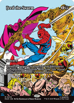 Feed the Swarm 0016 ~ **Borderless** Mythic MTG Marvel Spider-man - Image 1