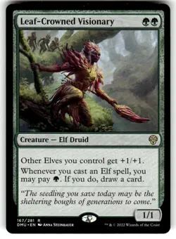 x1 Leaf-Crowned Visionary Dominaria United Regular 167 MTG NM - Image 1