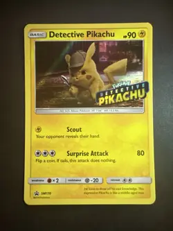 Detective Pikachu Pokemon TCG Sun & Moon Stamped Promo Holo Movie Card SM170 NM - Image 1