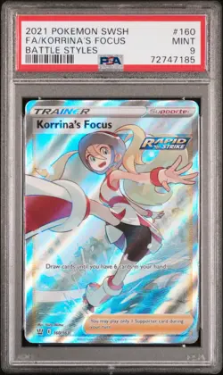 PSA 9 2021 Pokemon SWSH Full Art / Korrina’s Focus Battle Styles #160 Mint Rare - Image 1