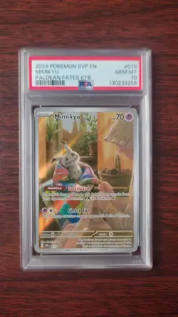 2024 POKEMON SVP EN-SV PALDEAN FATES ETB PROMO #075 MIMIKYU PSA 10 - Image 1