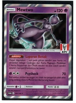 Pokemon Indonesian Mewtwo KFC Promo 184/SM-P Near Mint Holo NM US Seller In-Hand - Image 1