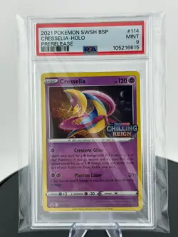 2021 POKEMON SWSH BLACK STAR PROMO PRERELEASE #114 CRESSELIA-HOLO PSA 9 - Image 1