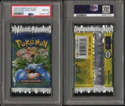 Pokemon Base Set Shadowless Long Crimp Venusaur Art Sealed Booster Pack PSA 8 - Image 3