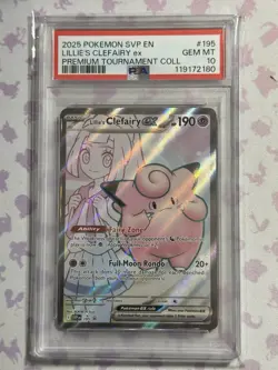 Pokemon Lillie's Clefairy EX Premium Tournament Collection 195 PSA 10 GEM MINT - Image 1