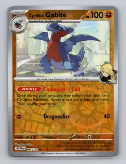Cynthi's Gabite 103/182 Reverse Holo Destined Rivals DRI Pokemon Scarlet Violet - Image 1