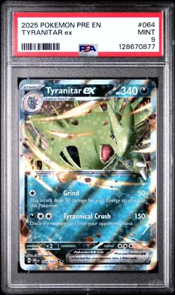 2025 POKEMON PRE EN-PRISMATIC EVOLUTIONS #064 TYRANITAR EX PSA 9 - 128670877 - Image 1