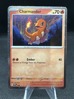 Pokemon TCG S&V 151 Charmander SVP 047 Cosmos Holo Swirl Nm/M Promo - Image 1