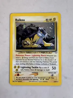 Raikou 13/64 Neo Revelation Holo Rare LP Pokemon Card Vintage - Image 1
