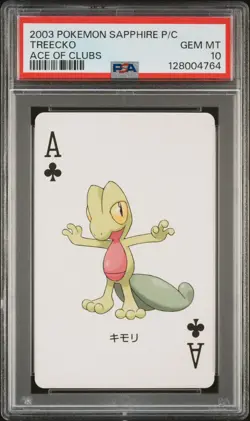 2003 POKEMON SAPPHIRE VERSION PLAYING CARDS ACE OF CLUBS TREECKO PSA 10 - Image 1