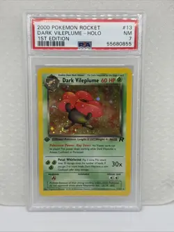 2000 POKEMON ROCKET 1ST EDITION #13 DARK VILEPLUME-HOLO PSA 7 - Image 1
