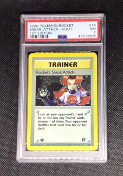 PSA 7 2000 Rocket's Sneak Attack Holo 1st Edition 16/82 Team Rocket Pokemon - Image 1