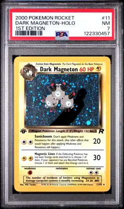 2000 Pokemon TEAM ROCKET 1ST Edition DARK MAGNETON HOLO - PSA 7 NM - Image 1
