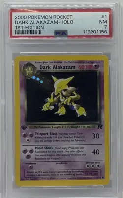 2000 POKEMON ROCKET 1ST EDITION #1 DARK ALAKAZAM-HOLO PSA 7 NM - Image 1