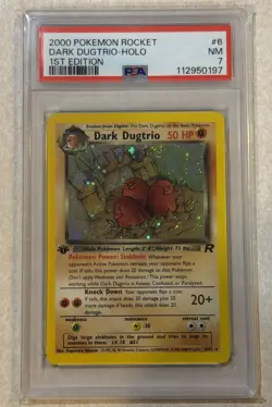 2000 Pokemon Team Rocket Dark Dugtrio Holo 1st Edition PSA 7 #6/82 - Image 1