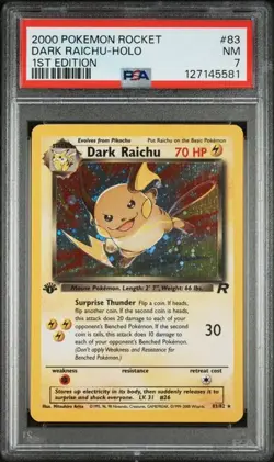 2000 POKEMON ROCKET #83 DARK RAICHU-HOLO 1ST EDITION PSA 7 (Q581) - Image 1