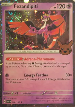 Pokemon - Fezandipiti - Rare Cosmos Holo w/ Swirl - 096/167 - Trick or Trade 24 - Image 1