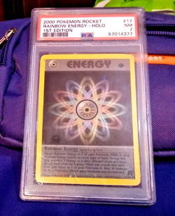 psa 7pokemon rocket rainbow ENERGY holo 1st edition 17 2000 psa 7 - Image 1