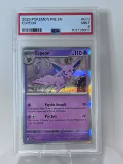 Pokemon 2025 Pre-EN Espeon EX Surprise Box 034/131 PSA 9 Mint - Image 1