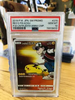 2018 Japanese Pokemon Center Red’s Pikachu 270/SM-P Promo *PSA 10* - Image 1