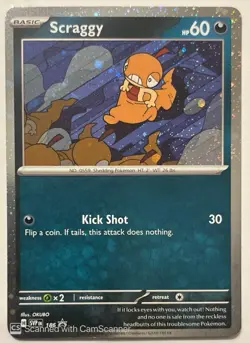 Pokemon TCG Scraggy 186 Black Star Promo Cosmos Holo Card NM - Image 1