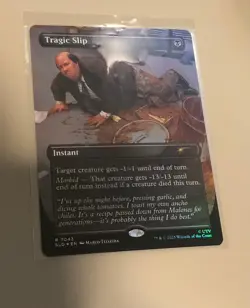 Tragic Slip (Borderless) Dwight's Destiny Secret Lair Foil Kevin The Office MTG - Image 1