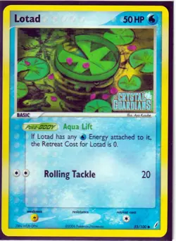 2006 LOTAD 55/100 Ex Crystal Guardians Pokemon Card REV HOLO-STAMPED NM/M - Image 1