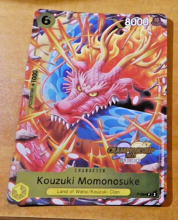 ONE PIECE ENGLISH CARD CHAMPIONSHIP HOLO GAME CARTE Kouzuki Momonosuke P-064 NM - Image 1