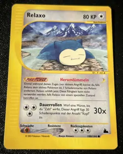 German Relaxo 100/144 VLP Non-Holo Cool Snorlax Relaxing Skyridge Pokemon Card! - Image 1