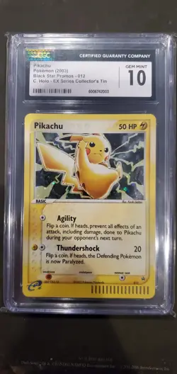 CGC 10 GEM MINT Pikachu 2003 Black Star Promos 012 Holo Pokemon Card English - Image 1