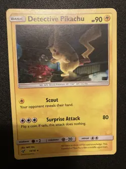 Detective Pikachu Holo Rare Pokemon TCG Card 10/18 MP 2019 Promo Set Chase - Image 1