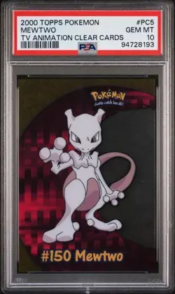 2000 Topps Pokemon TV Animation Clear Cards #PC5 MEwtwo PSA GEM MINT 10 - Image 1