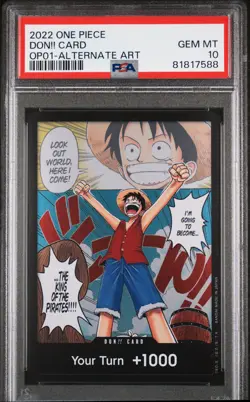 ONE PIECE ROMANCE DAWN OP01 DON!! CARD ALTERNATE ART PSA 10 GEM MINT #81817588 - Image 1