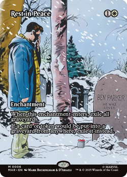 Rest in Peace 0006 ~ **Borderless** Mythic MTG Marvel Spider-man - Image 1