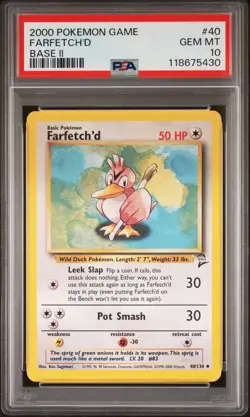 2000 POKEMON BASE SET 2 #40 FARFETCH'D PSA 10 - Image 1